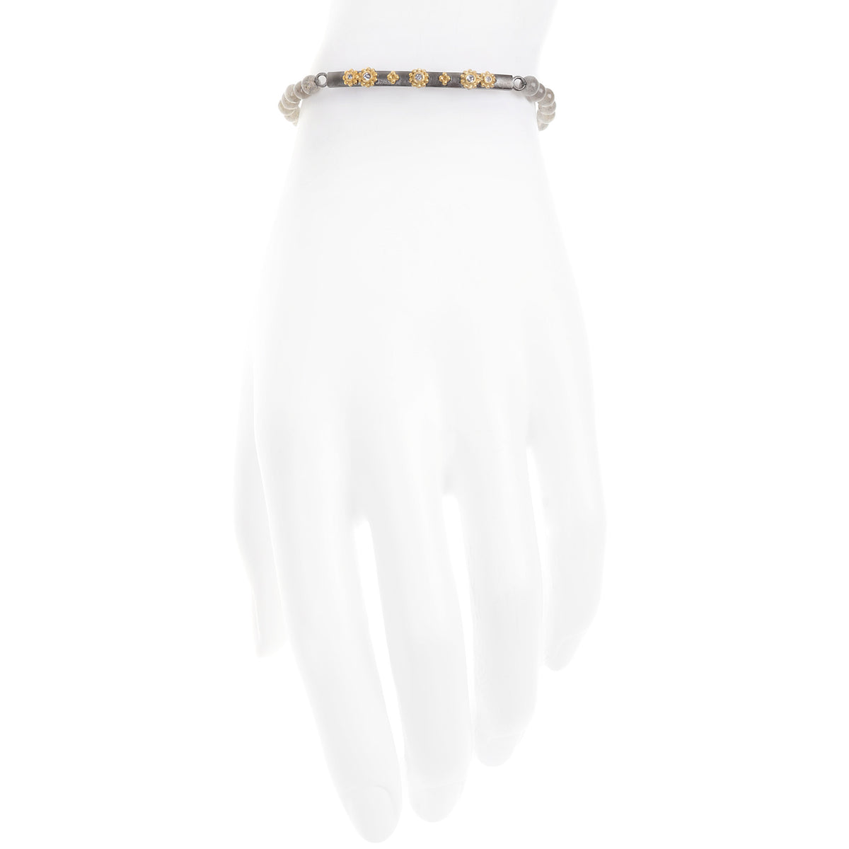 Beaded Labradorite Flower Bar Stretch Bracelet