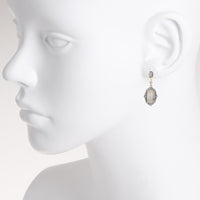 Oval Labradorite and CZ Drop Post Earring