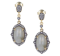 Oval Labradorite and CZ Drop Post Earring