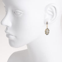Fancy Oval Labradorite CZ Post Drop Earring