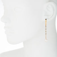 Misty Quartz / Akoya Pearl Earrings