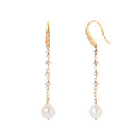 Misty Quartz / Akoya Pearl Earrings