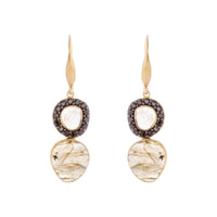 Labradorite / Black Cubic Zirconia Abstract Drop Earring