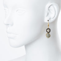 Labradorite / Black Cubic Zirconia Abstract Drop Earring