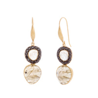 Labradorite / Black Cubic Zirconia Abstract Drop Earring