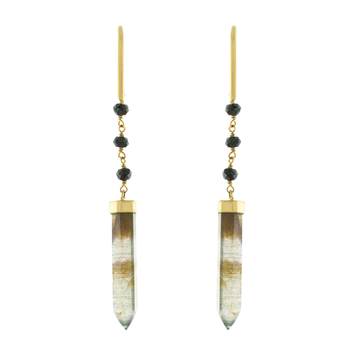 Labradorite & Black Spinel Prism Drop Earring