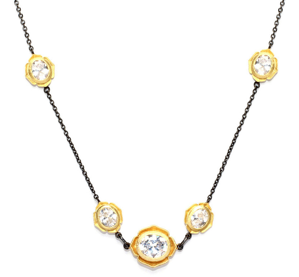 Multifaceted CZ Flower Necklace