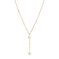Misty Quartz / Akoya Pearl Y-Necklace