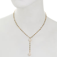 Misty Quartz / Akoya Pearl Y-Necklace