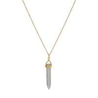 Gray Moonstone Prism Drop Necklace