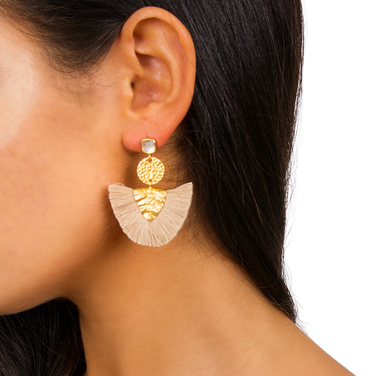 Hammered Fan Drop Earring