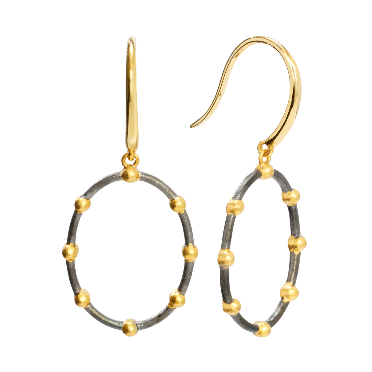 Open Oval Beaded Drop Earring