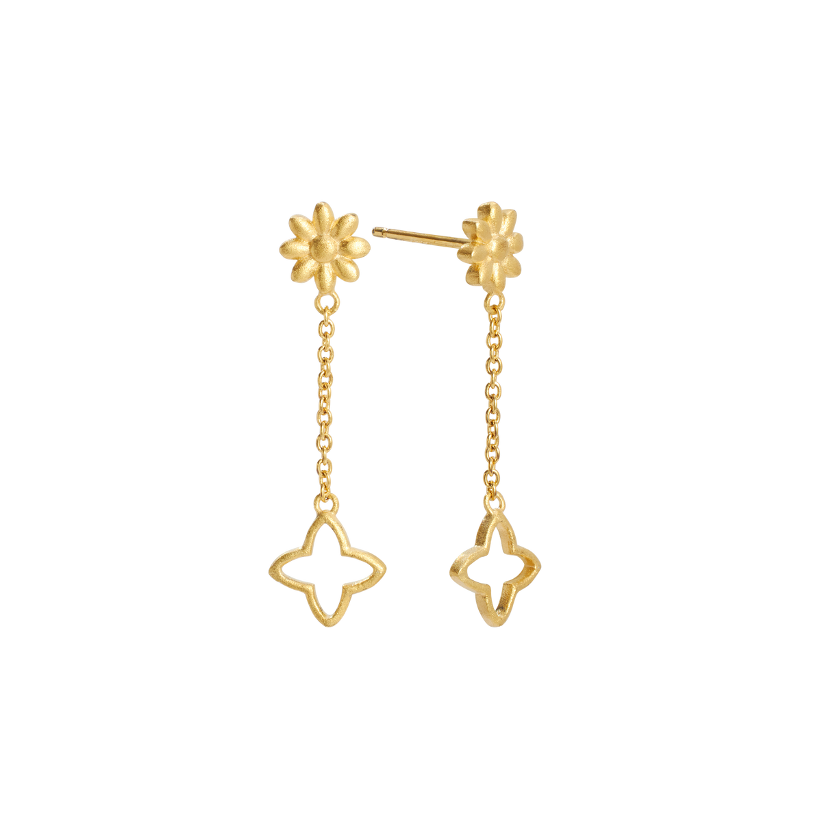 Flower and Star Chain Drop Earring