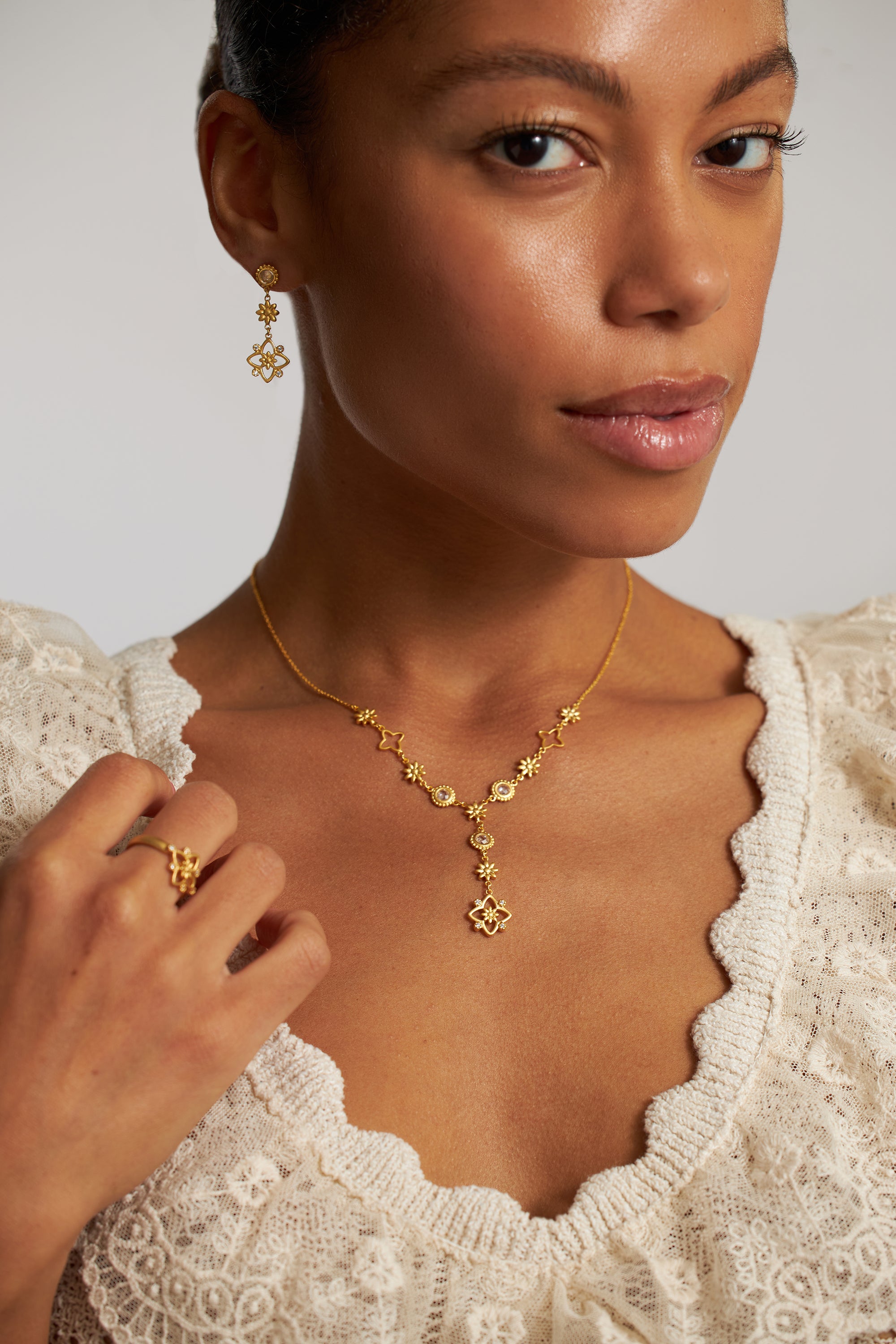 Joey J.™ Multi-Flower and Faceted CZ “Y” Necklace – Joey J. Jewelry