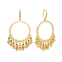 Black CZ Beaded Drop Open Earring