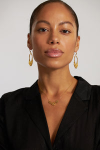 Black CZ Beaded Drop Open Earring
