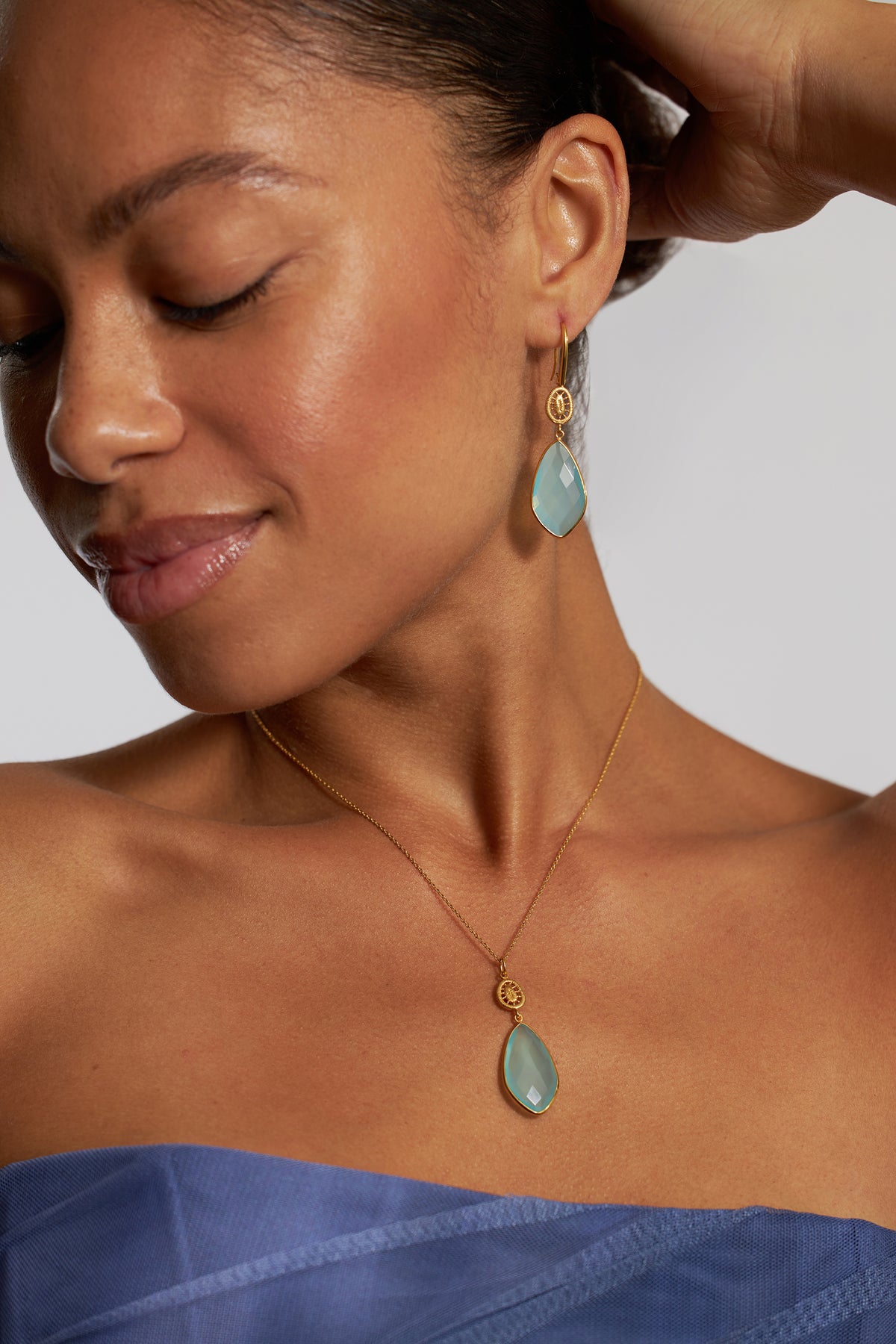 Aqua Chalcedony Matte Abstract Necklace