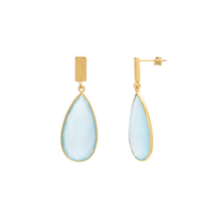 Aqua Chalcedony Matte Faceted Drop Earring