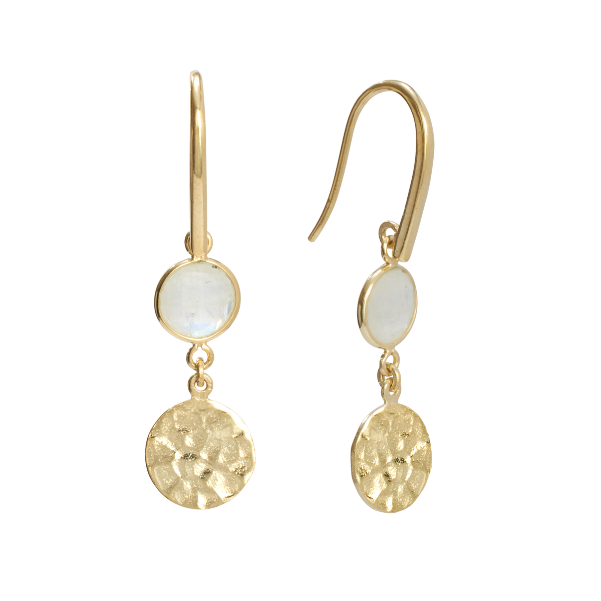 Hammered Disc Drop Earring