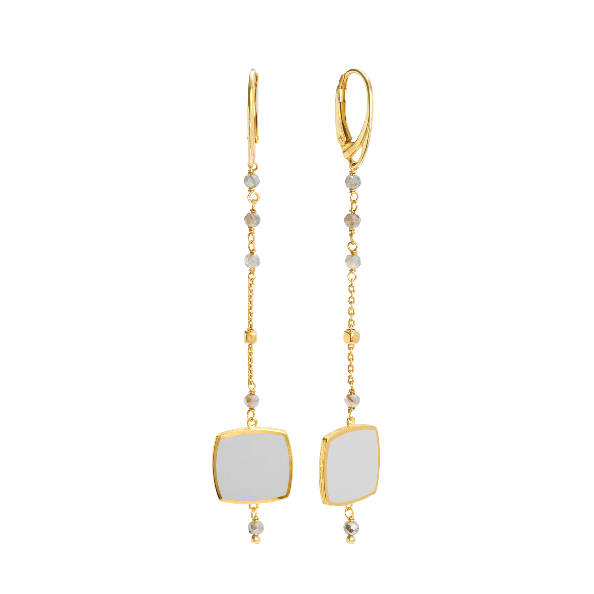 Square Drop Enamel Earring