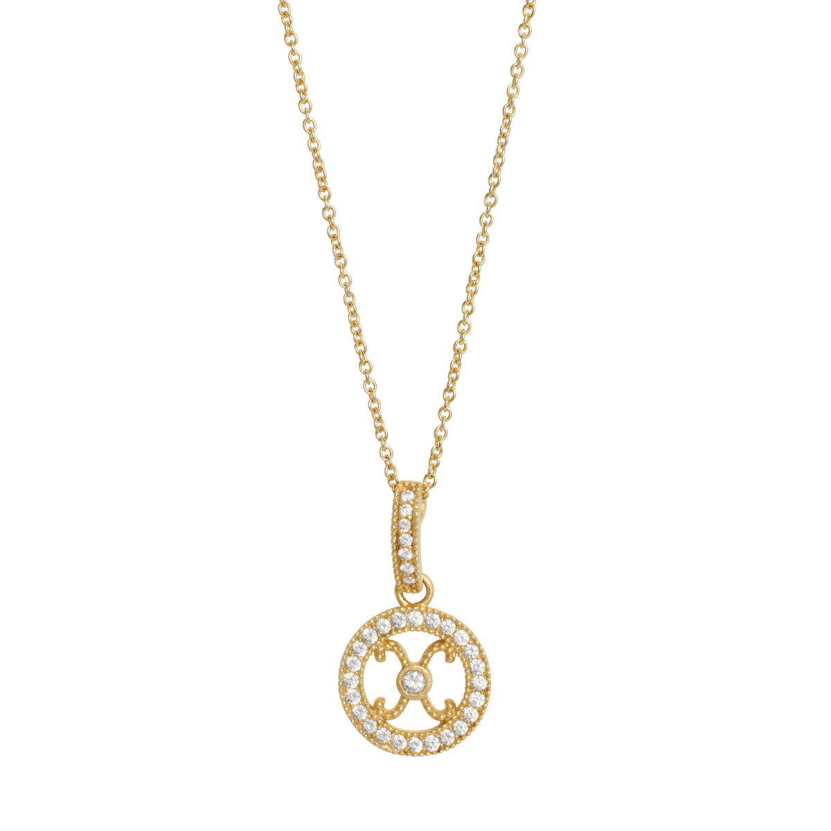 Round Textured Cubic Zirconia Necklace