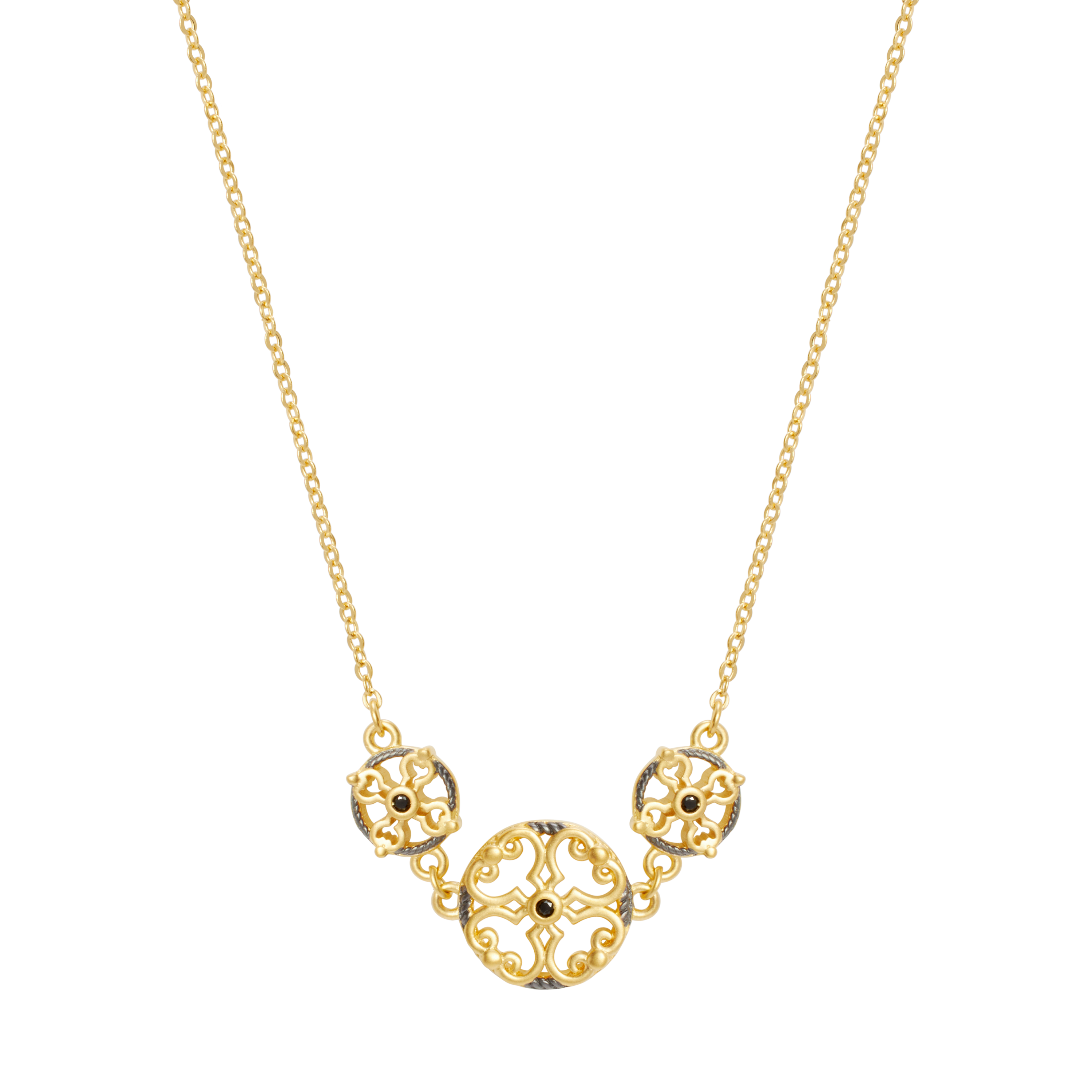 Joey J.™ Black CZ Triple Round Filigree Necklace – Joey J