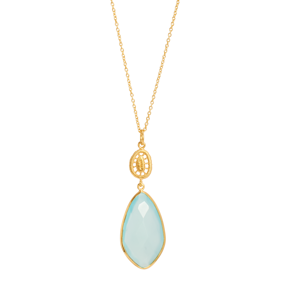 Aqua Chalcedony Matte Abstract Necklace