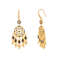 Black CZ Beaded Filigree Drop Earring