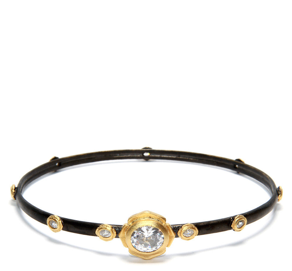 Multifaceted CZ Flower Bangle