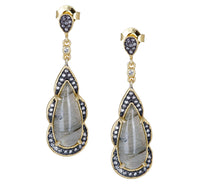 Fancy Labradorite and CZ Teardrop Post Earring