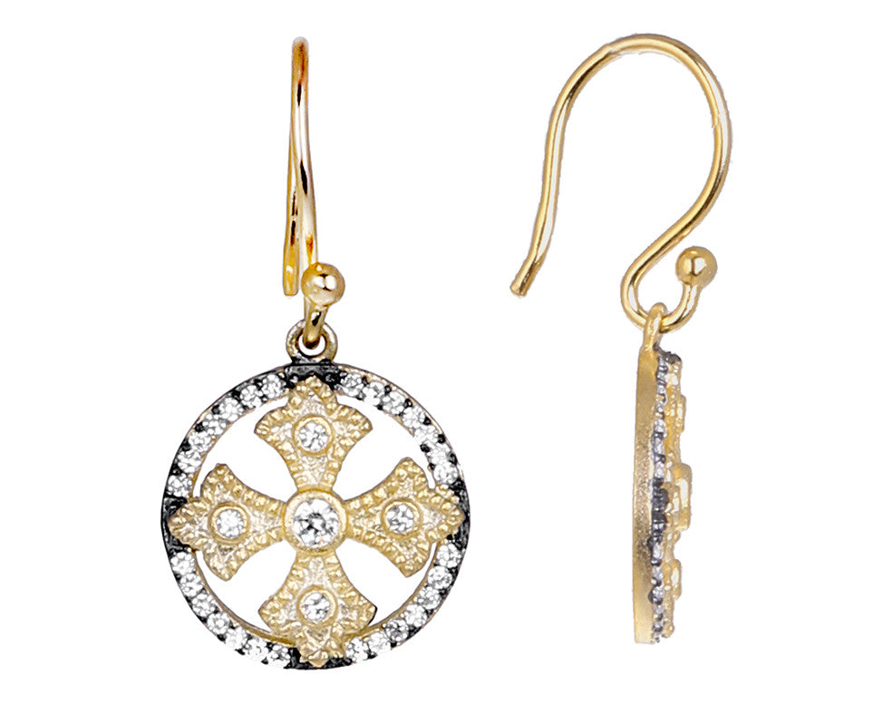 Fancy Cross CZ Drop Earring