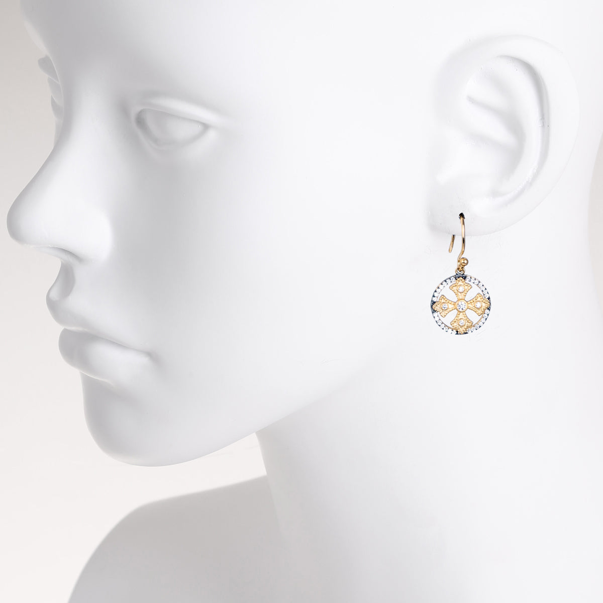 Fancy Cross CZ Drop Earring