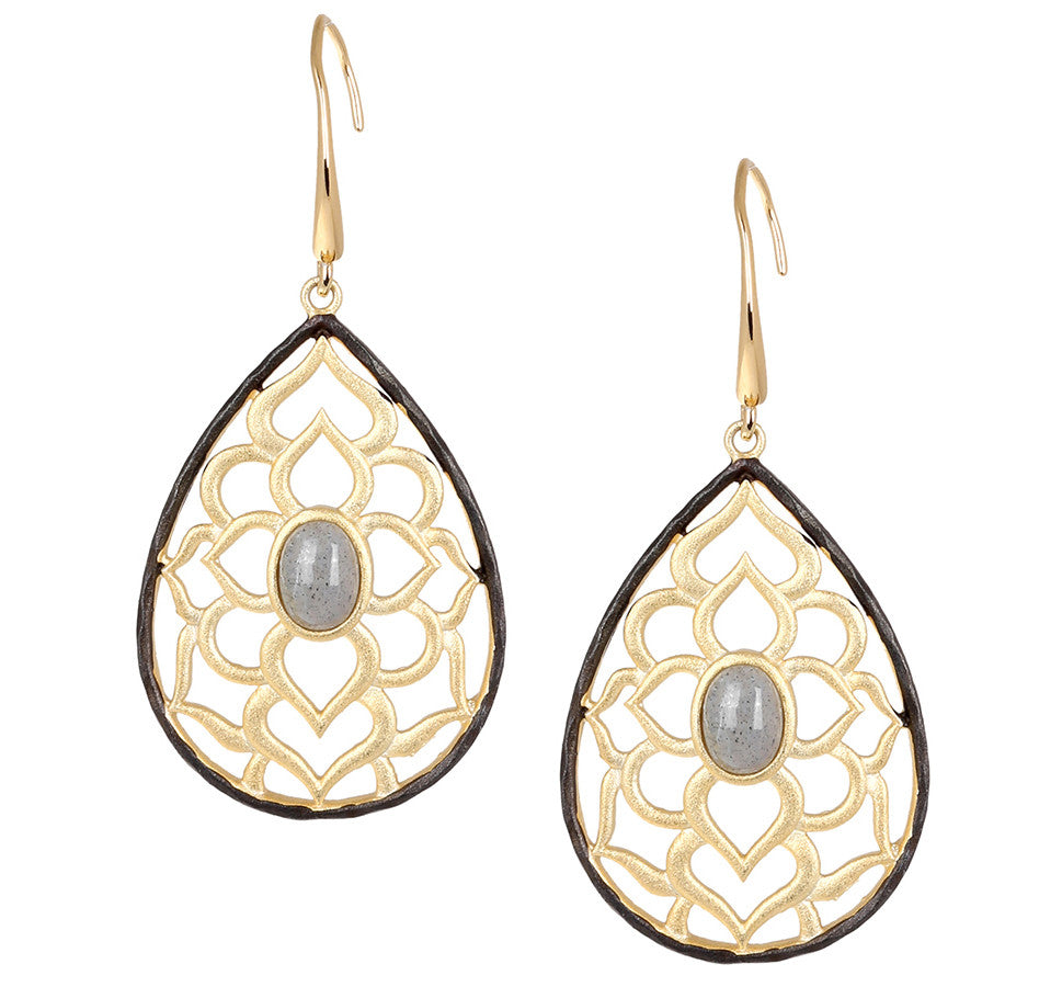 Filigree Teardrop with Labradorite Drop Earring