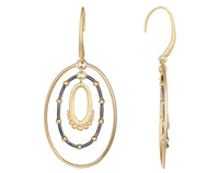 Triple Open Oval Beaded Drop Earring