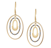 Triple Open Oval Beaded Drop Earring