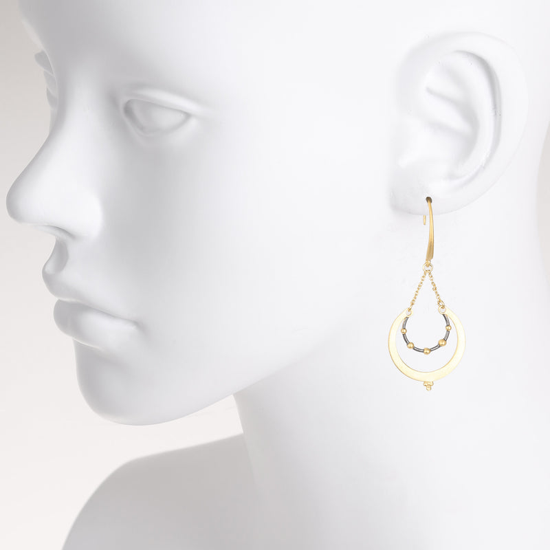 Double Open Rounded Chain Drop Earring