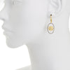 Open Oval Floating Flower and CZ Drop Earring