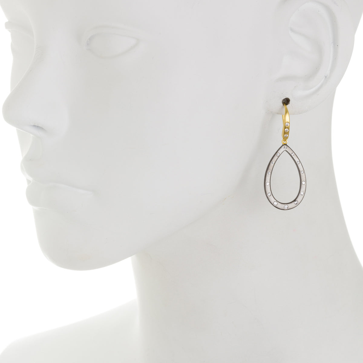 Modedrn Opend Bezel Teardrop Earring