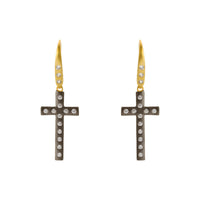 Modern Bezel  Cross Drop Earring