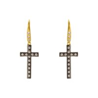 Modern Bezel  Cross Drop Earring