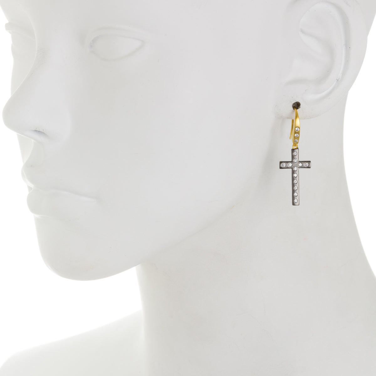 Modern Bezel  Cross Drop Earring