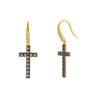 Modern Bezel  Cross Drop Earring