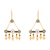 Black Cubic Zirconia Beaded Filigree Bar Drop Earring