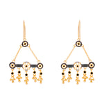 Black Cubic Zirconia Beaded Filigree Bar Drop Earring