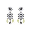White Crystal / Green Glass Chandelier Drop Earring