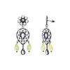 White Crystal / Green Glass Chandelier Drop Earring