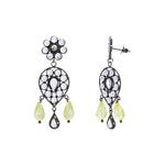 White Crystal / Green Glass Chandelier Drop Earring