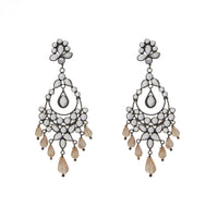 White Crystal / Brown Glass Chandelier Drop Earring