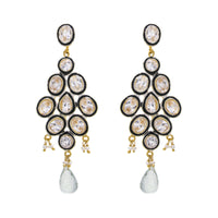 Crystal / Pearl / Green Glass Fancy Drop Earring