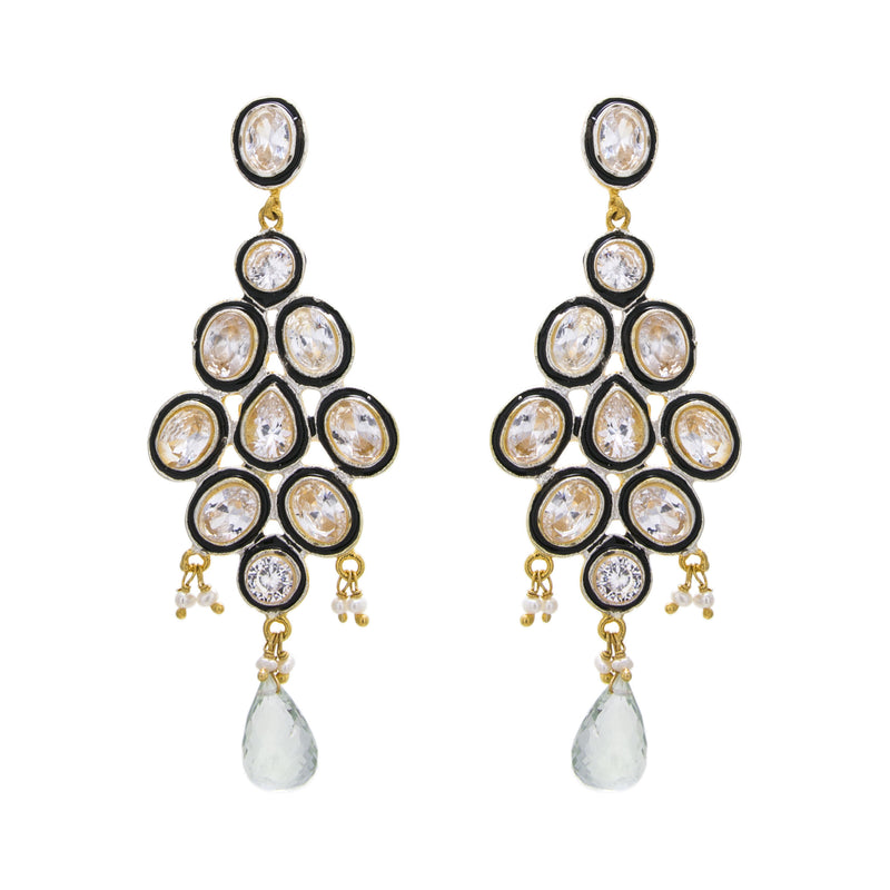 Crystal / Pearl / Green Glass Fancy Drop Earring